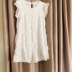 White Ruffle Sleeve Women's Dress